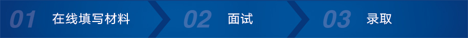 1. 在线填写材料 2. 面试 3. 录取
